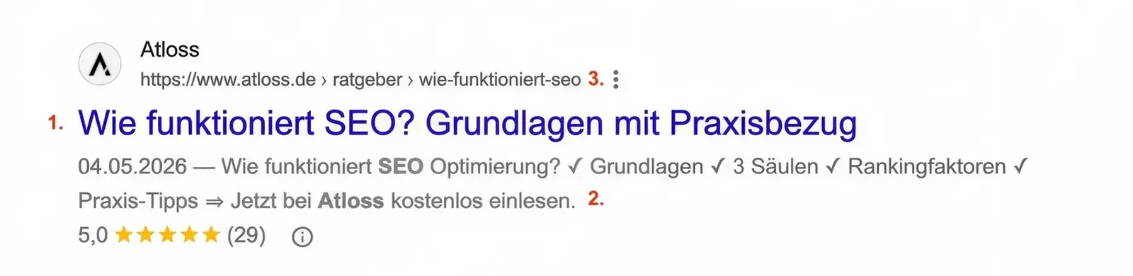 Beispiel eines Google Snippets