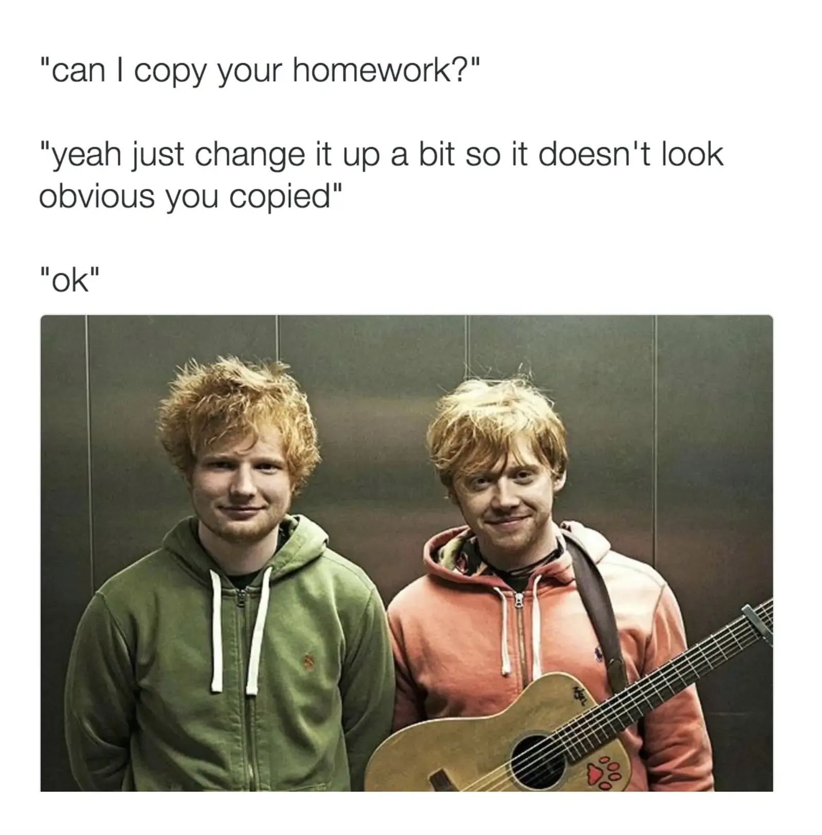 Can I copy your homework - Meme