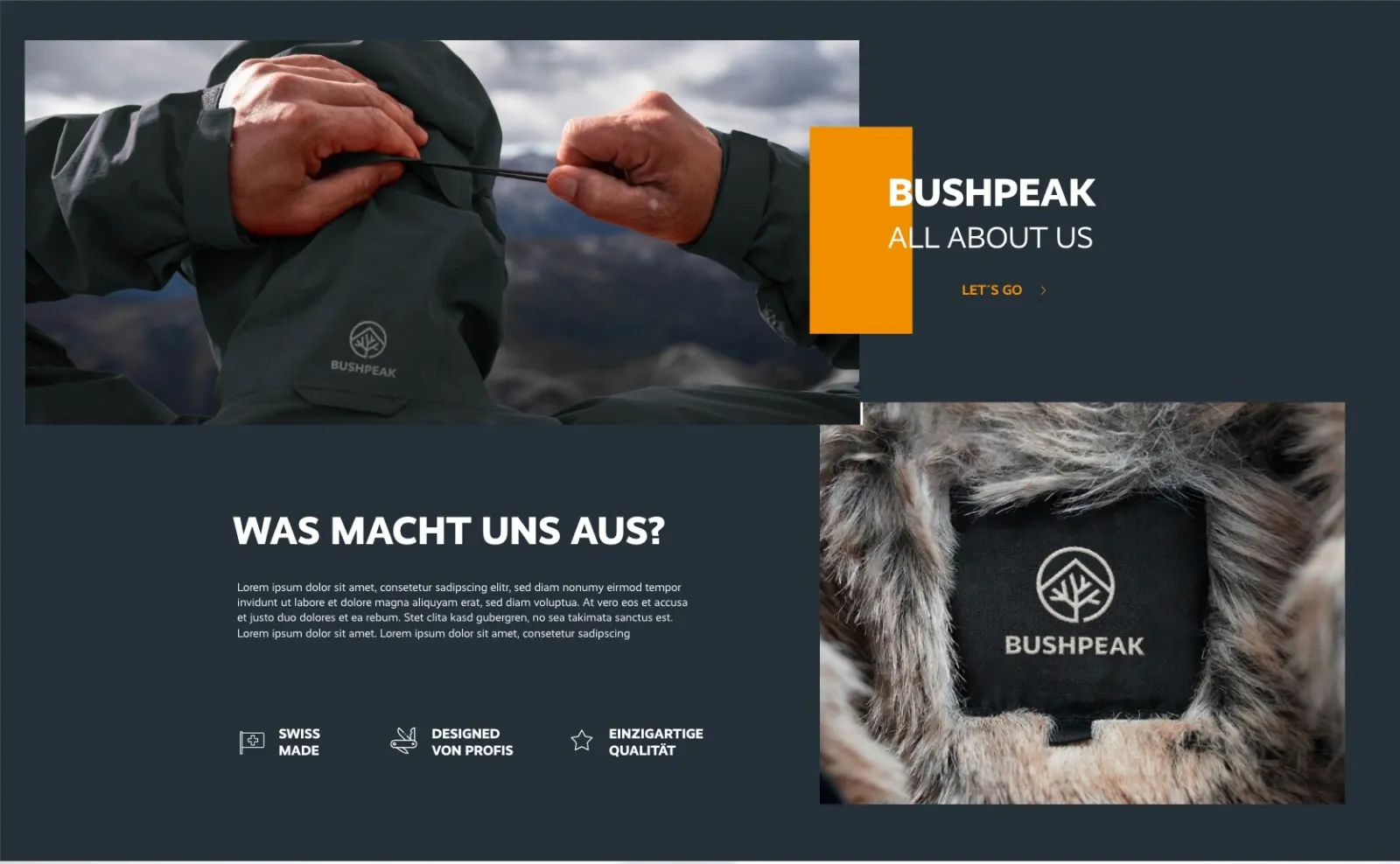 Landingpage Entwurf - Bushpeak