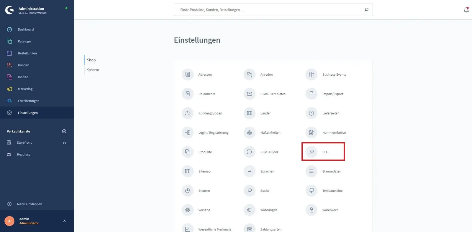 Shopware 6 - SEO Einstellung