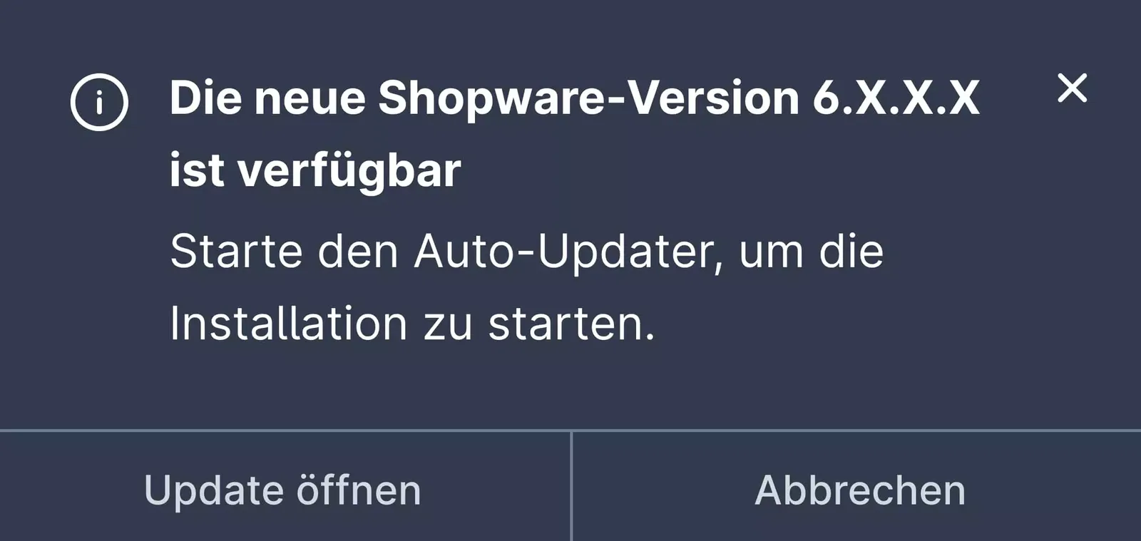 Shopware 6 Update Meldung