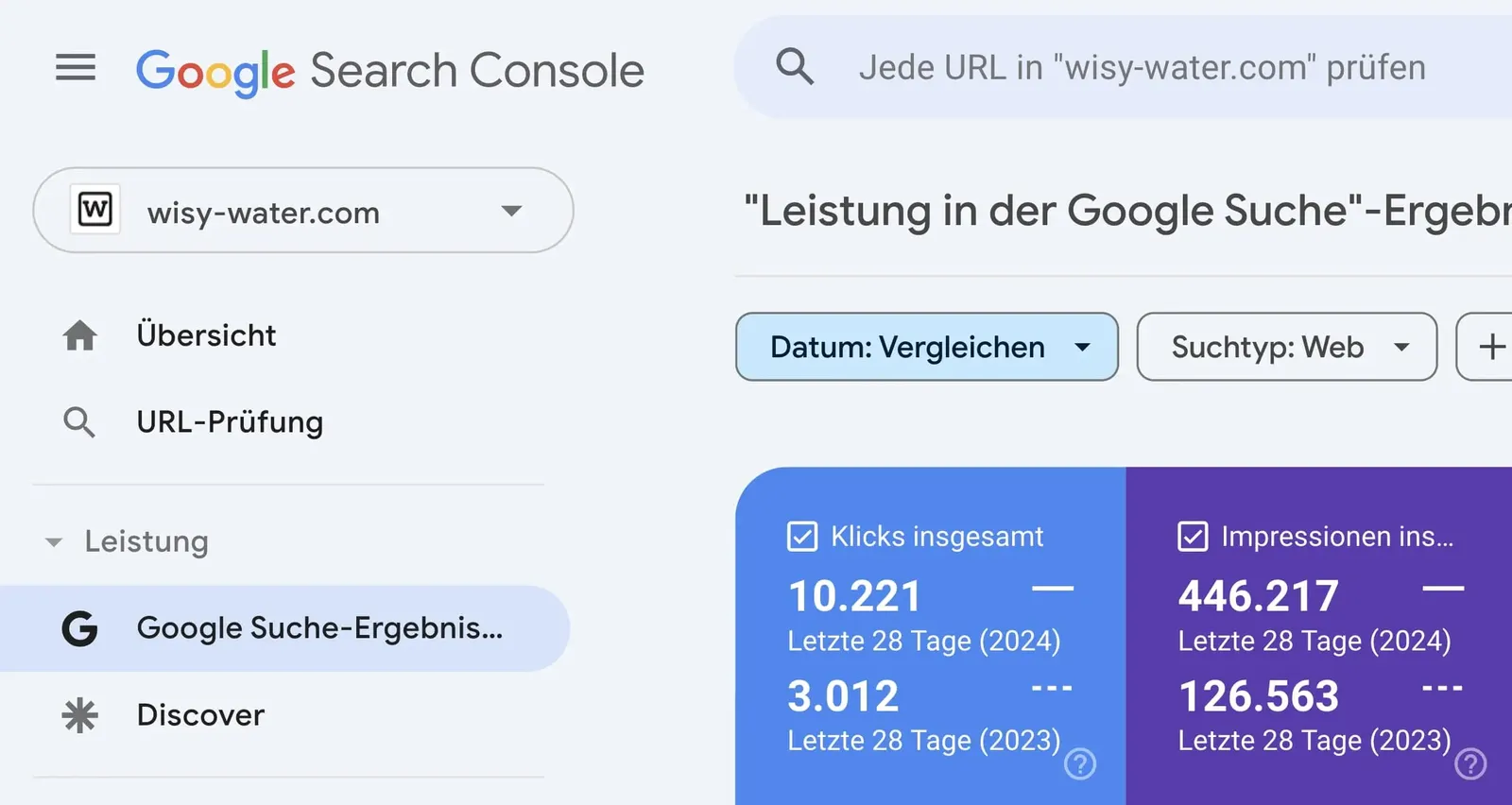 Auszug aus der Google Search Console