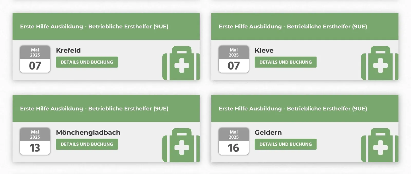 Kurs- und Terminübersicht mit der Semplan-Schnittstelle
