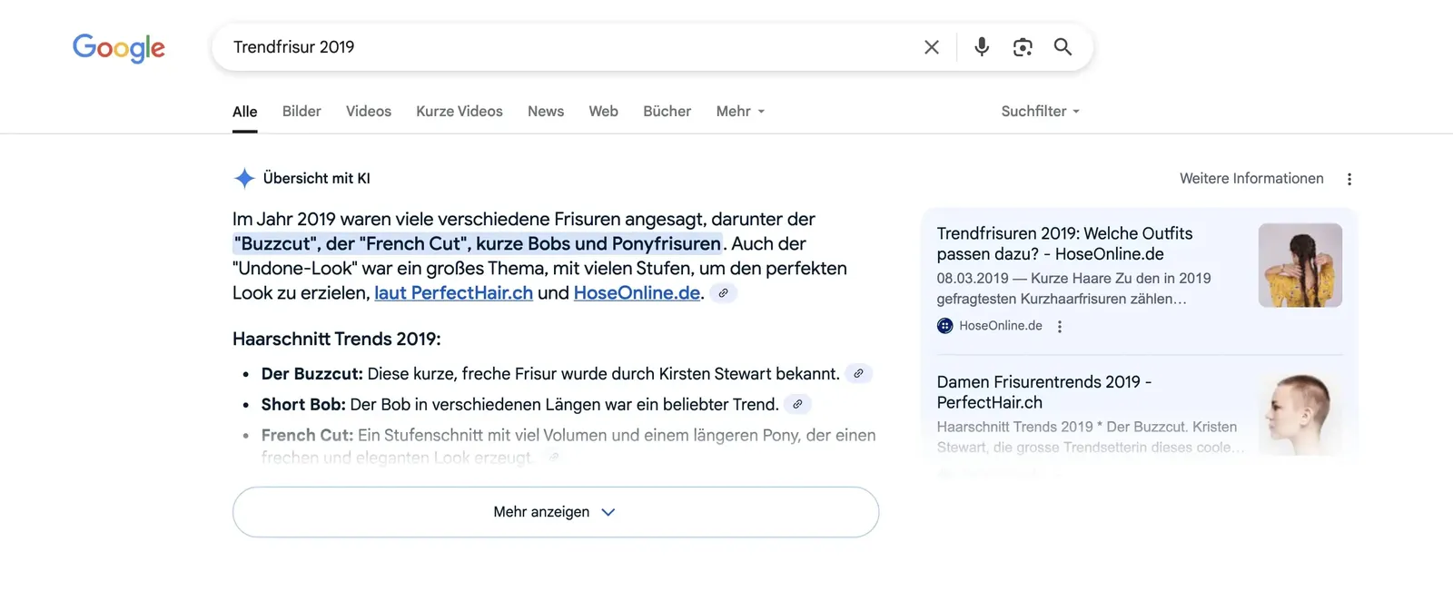 Antwort bei Gemini