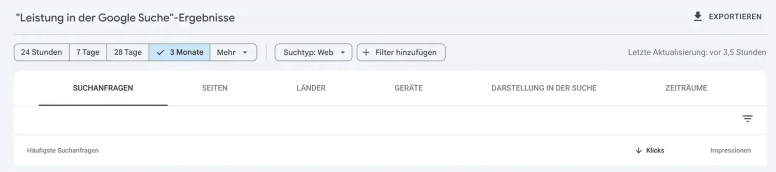 Suchanfragen in der Google Search Console