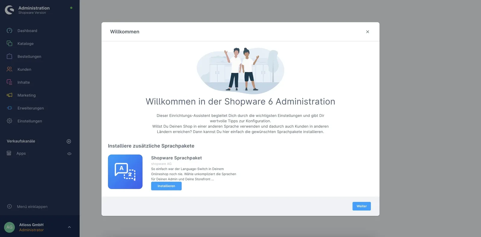 Willkommen - Ersteinrichtungs-Assistent