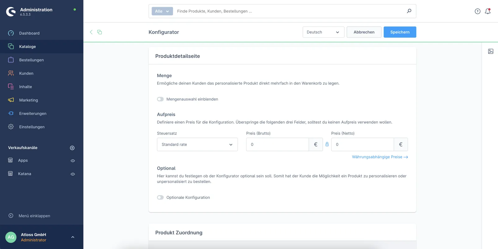 Produkt Konfigurator - Produkt Detailseite
