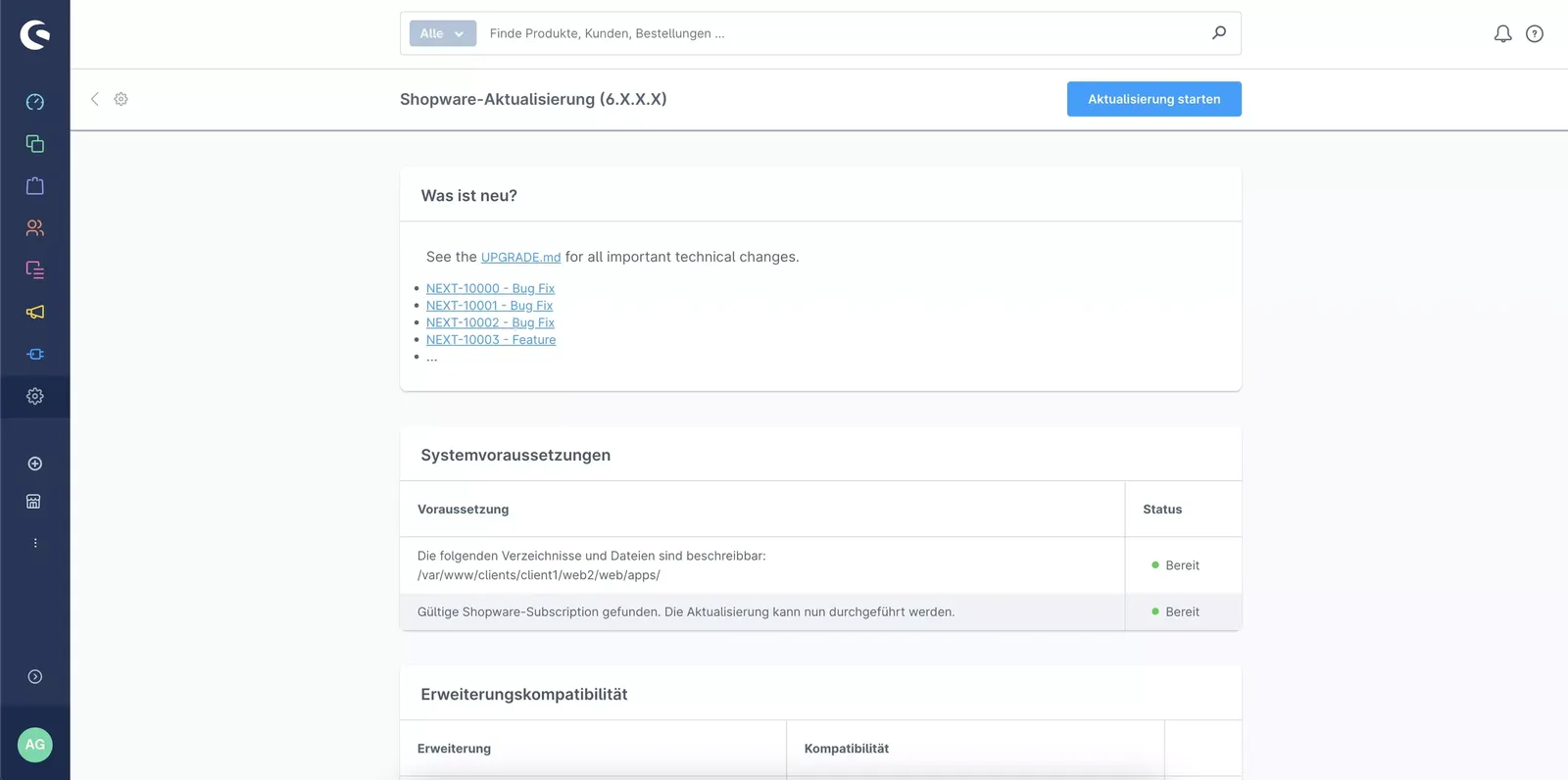 Shopware 6 Update Changlog