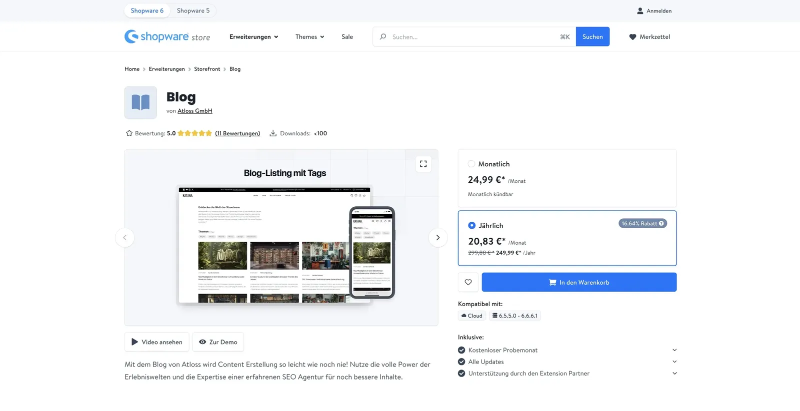 Unsere Blog App für Shopware 6