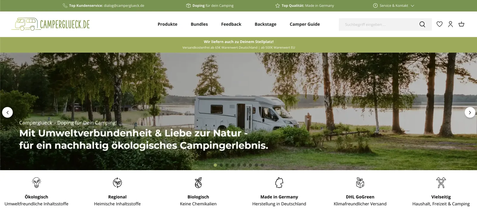 Ausschnitt der Camperglück Landingpage