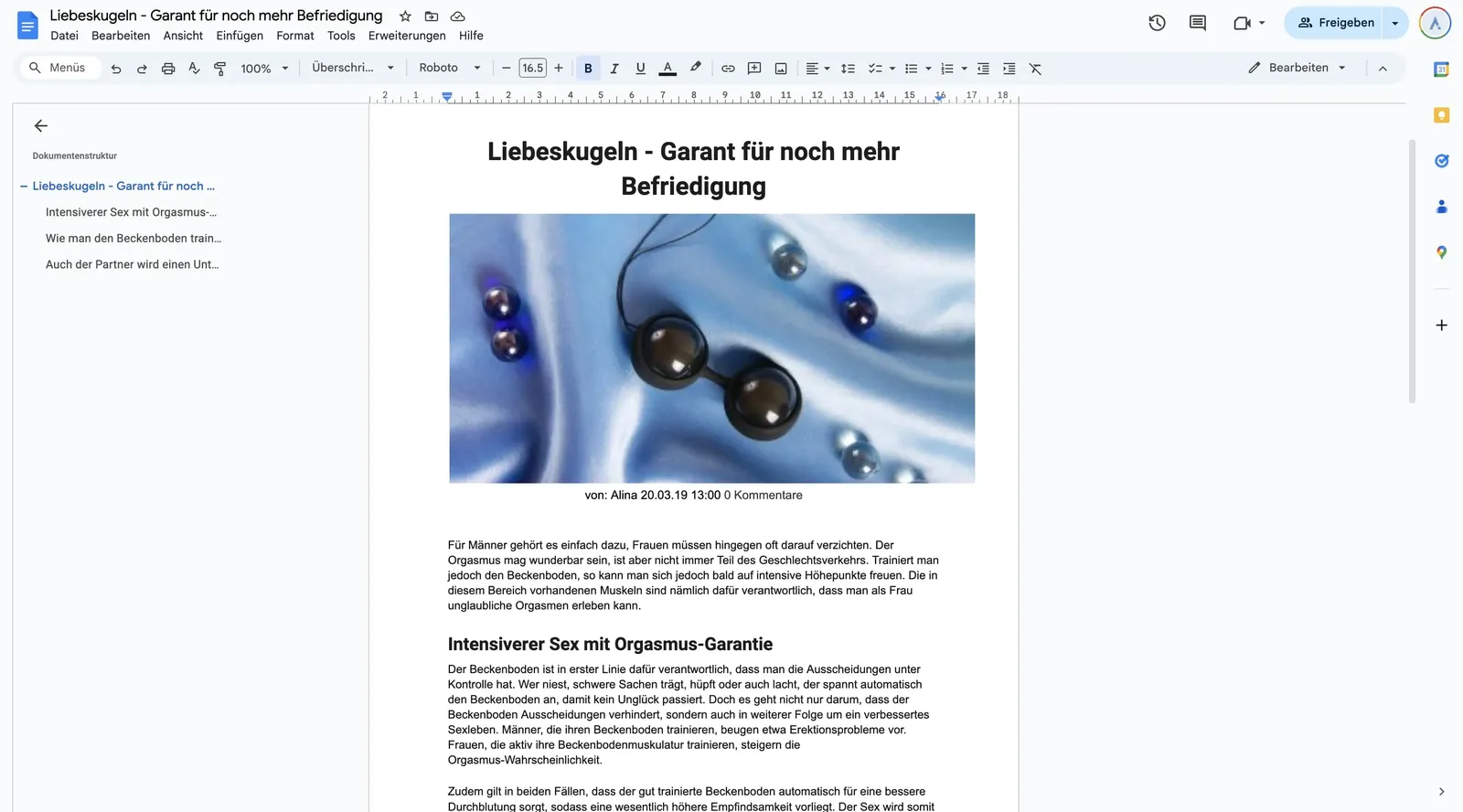 Einblick in das vorherige Content Pieces