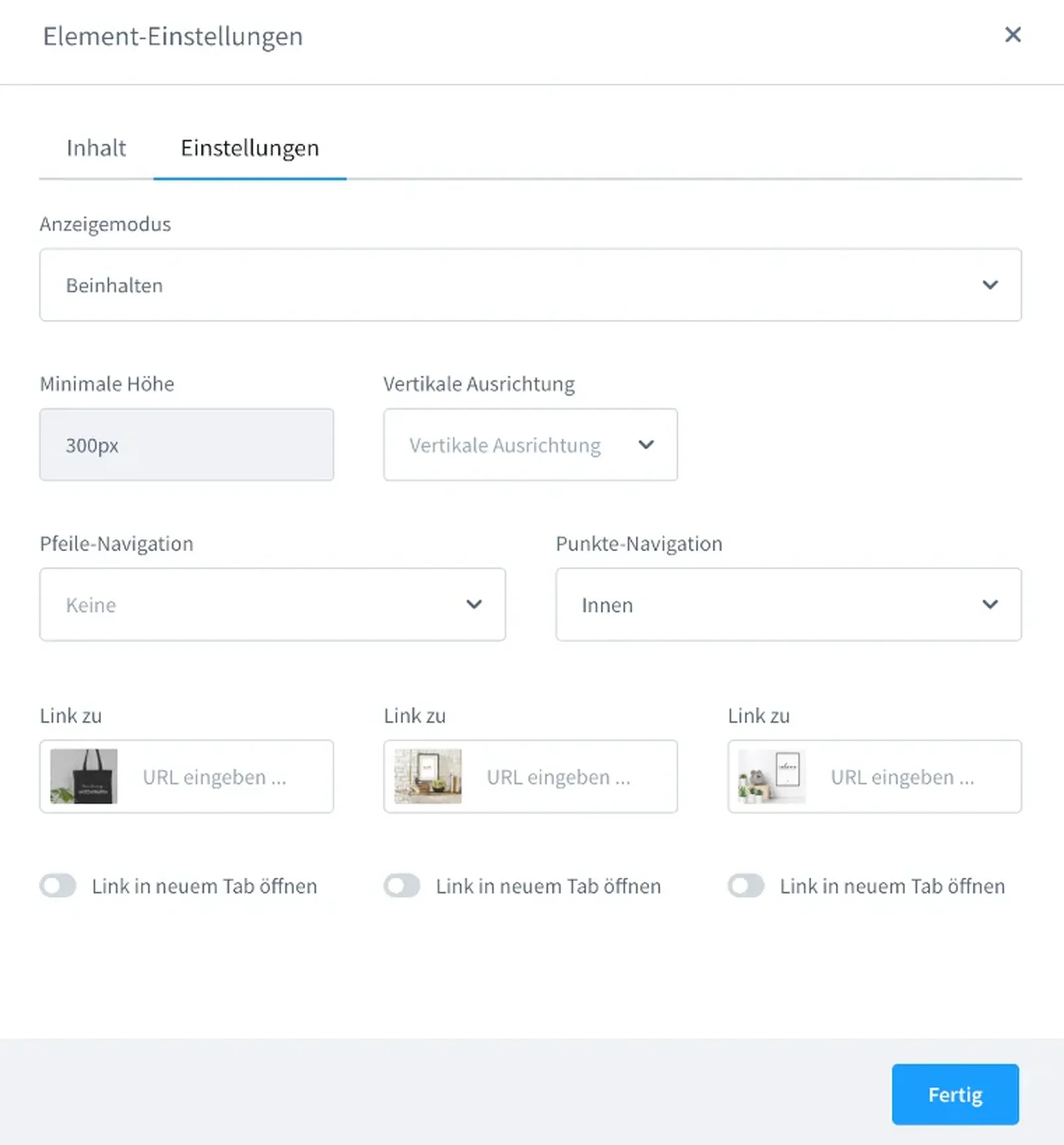 Shopware 6 Erlebniswelten - Slider Einstellungen