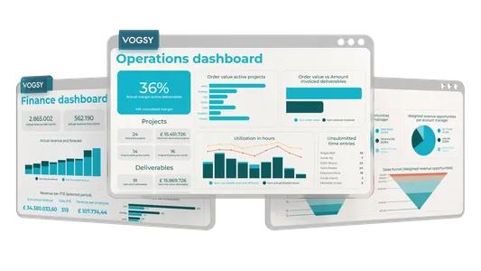 VOGSY Dashboards (Business Intelligence webpage) hero image transparent
