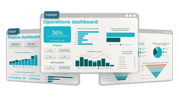 VOGSY Dashboards (Business Intelligence webpage) hero image transparent