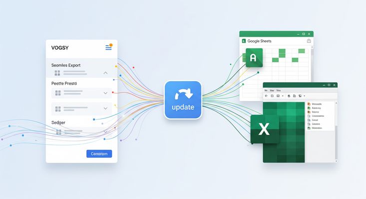 Out-of-the-box reports directly into customizable sheets with an easy update function