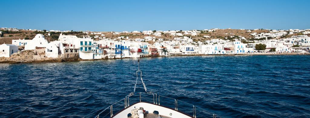 Mykonos Boat while on Italy, Spain and Greece tour