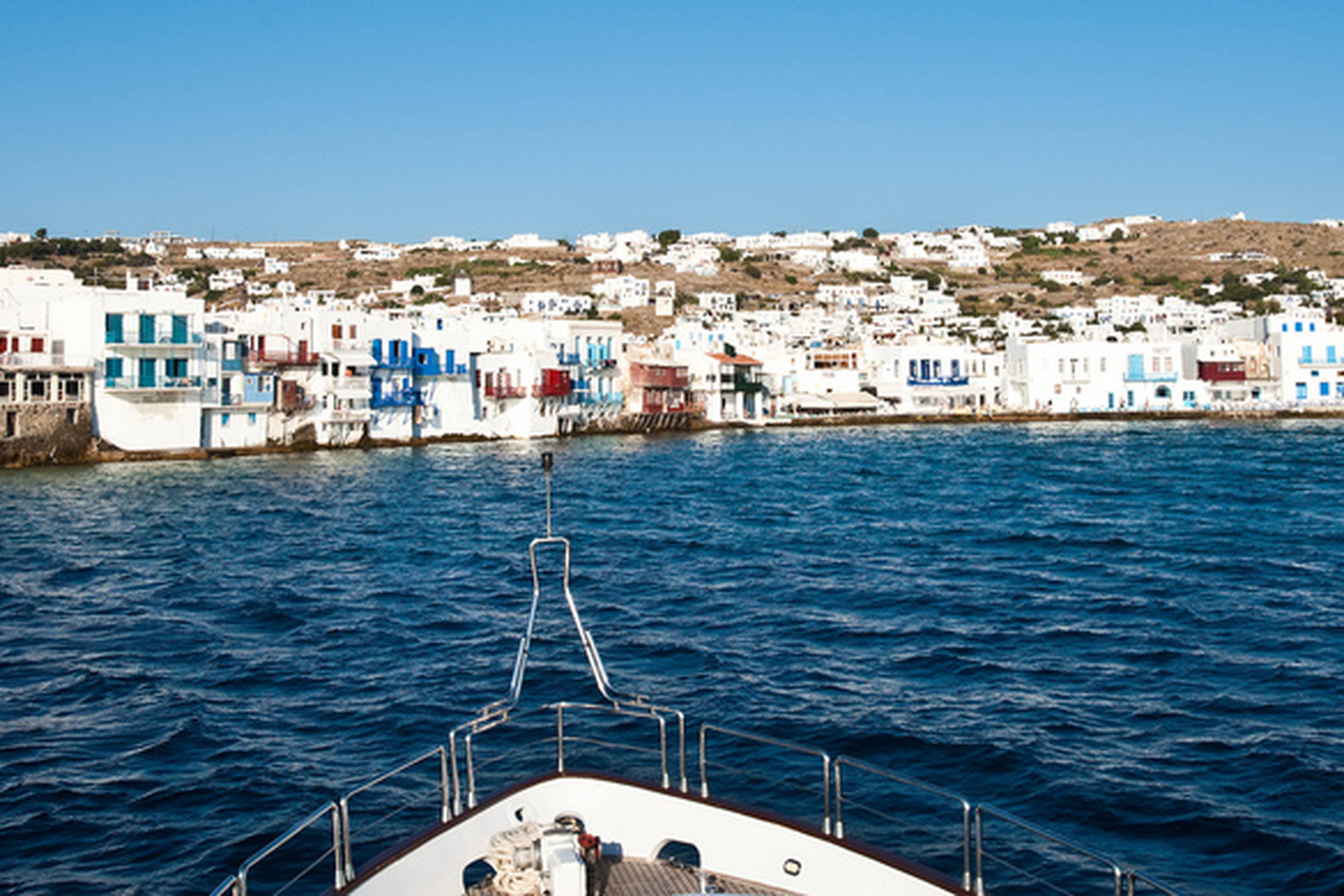 Mykonos Boat while on Italy, Spain and Greece tour
