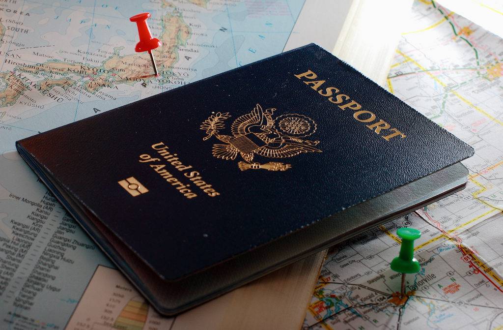 Passport with map