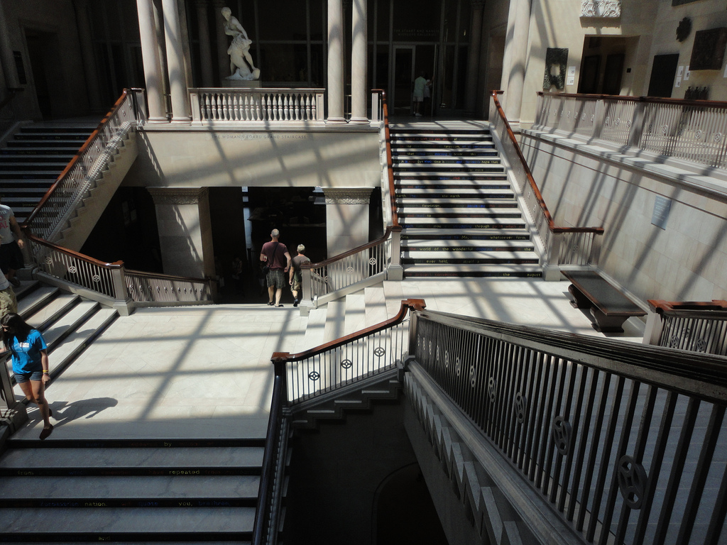 Art Institute of Chicago famous paintings across museum hallways