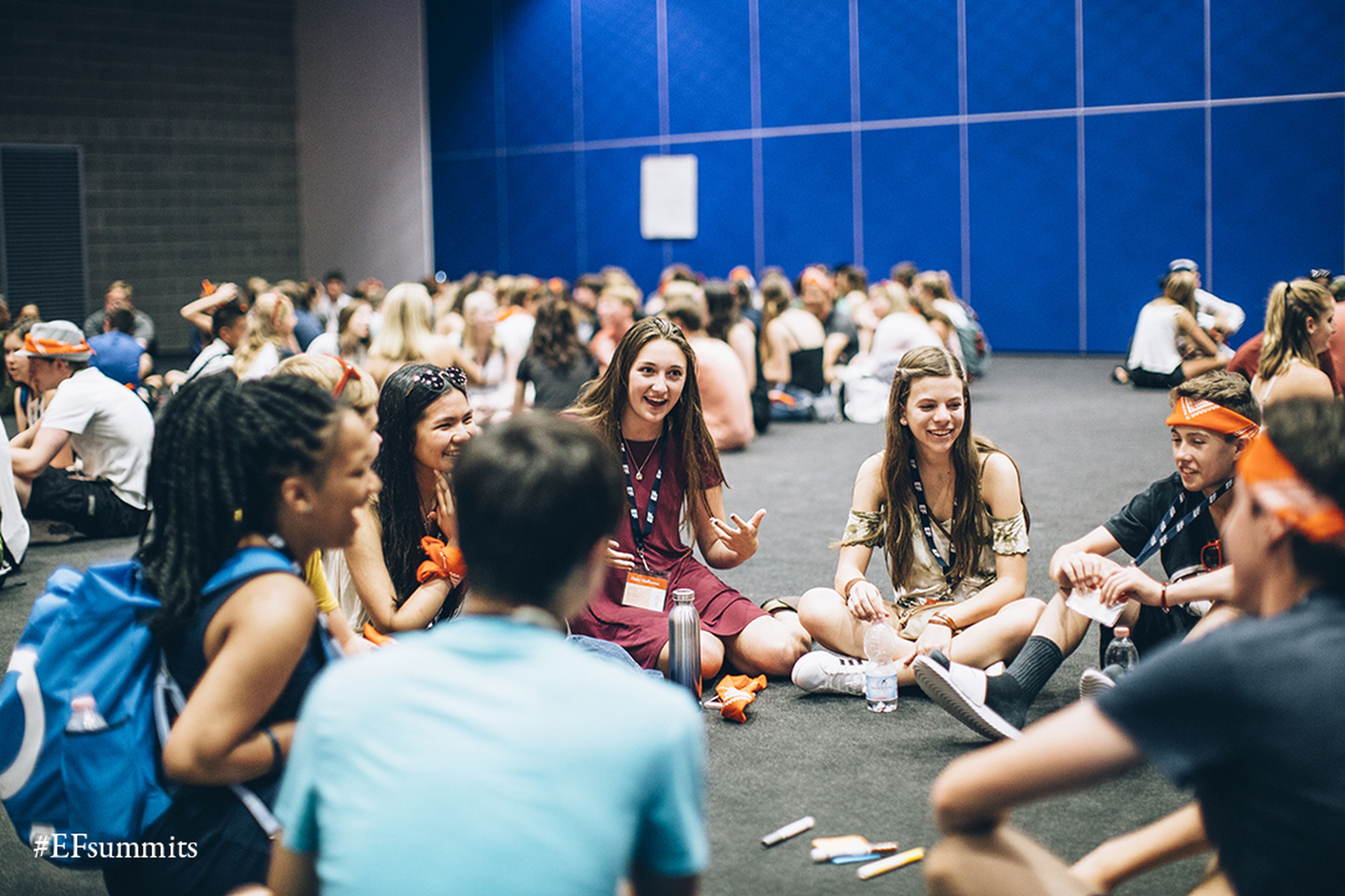 students sitting in circle