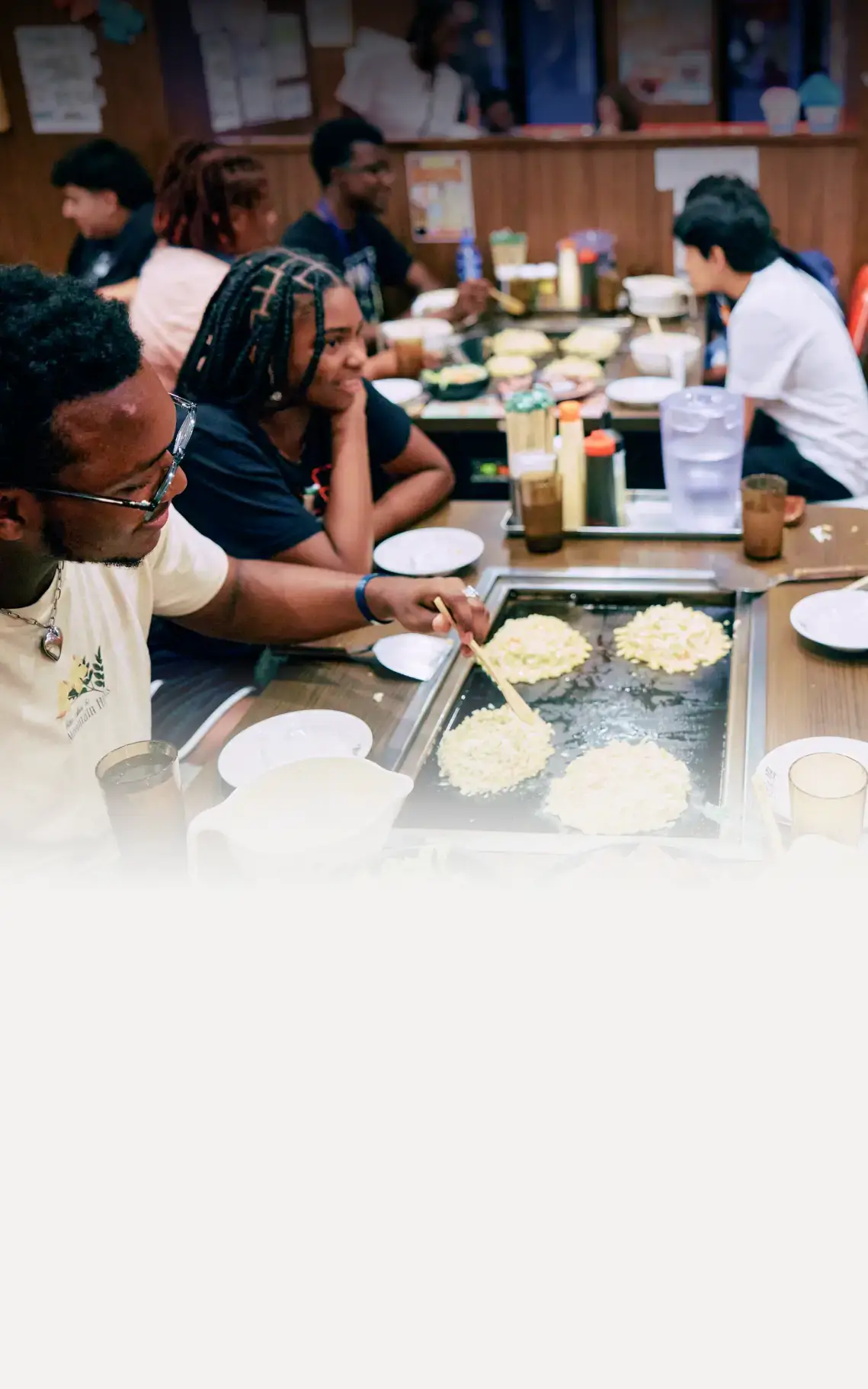 Students sharing a meal in Tokyo, Japan