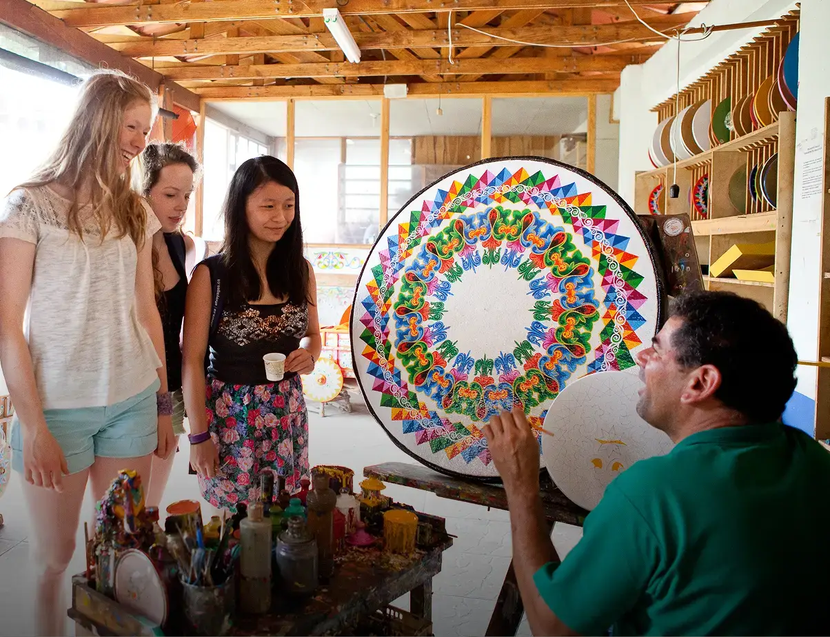 Students participating in crafting workshop in Costa Rica