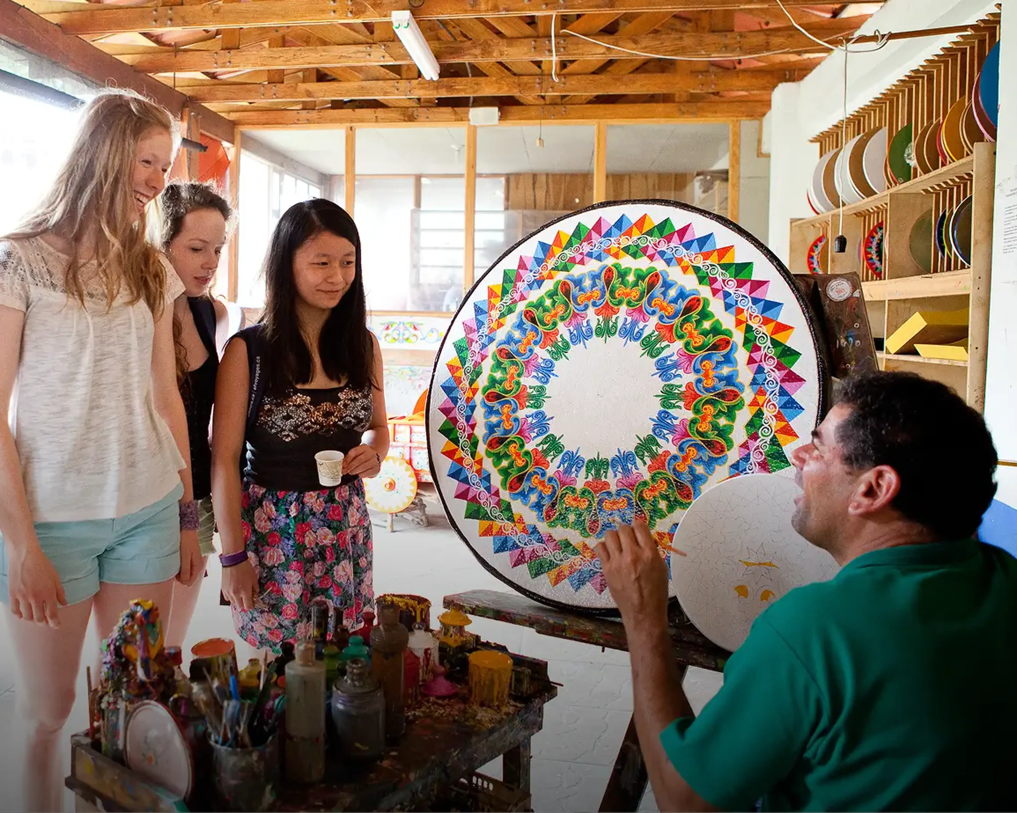Students participating in crafting workshop in Costa Rica