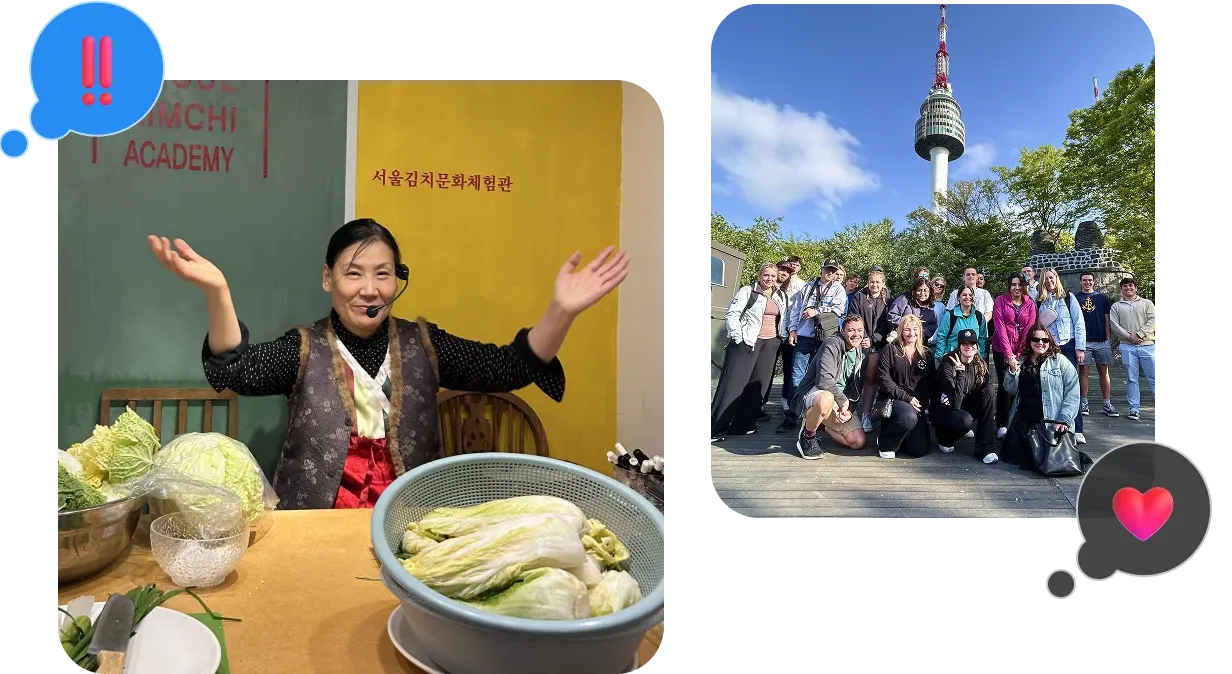Text messages showing experiences from South Korea tour