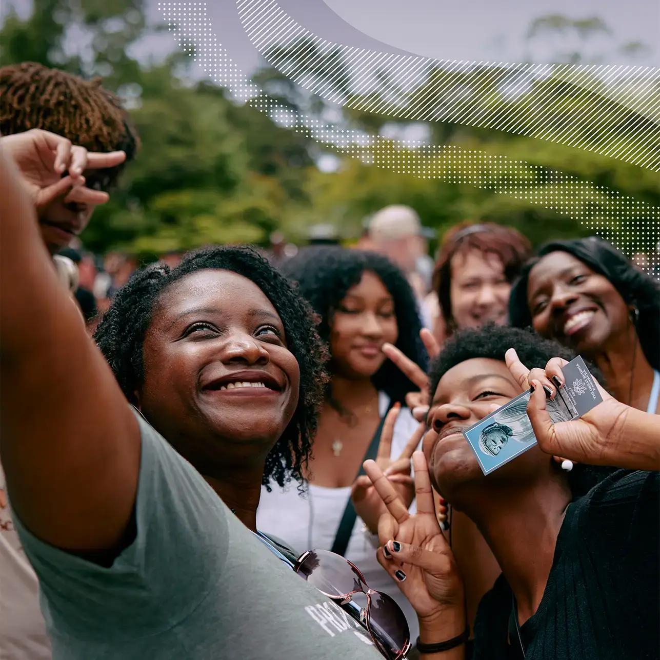 Group leaders and students taking a selfie in Japan