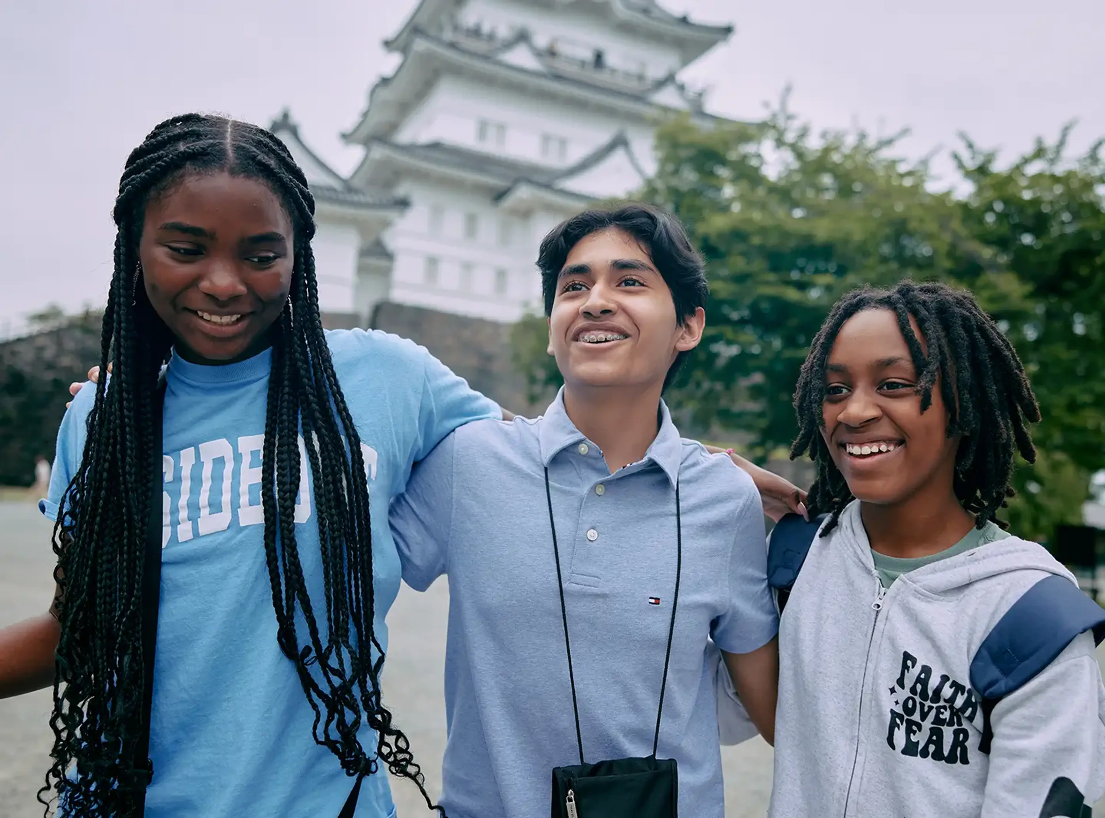 practicing student travel safety with three students