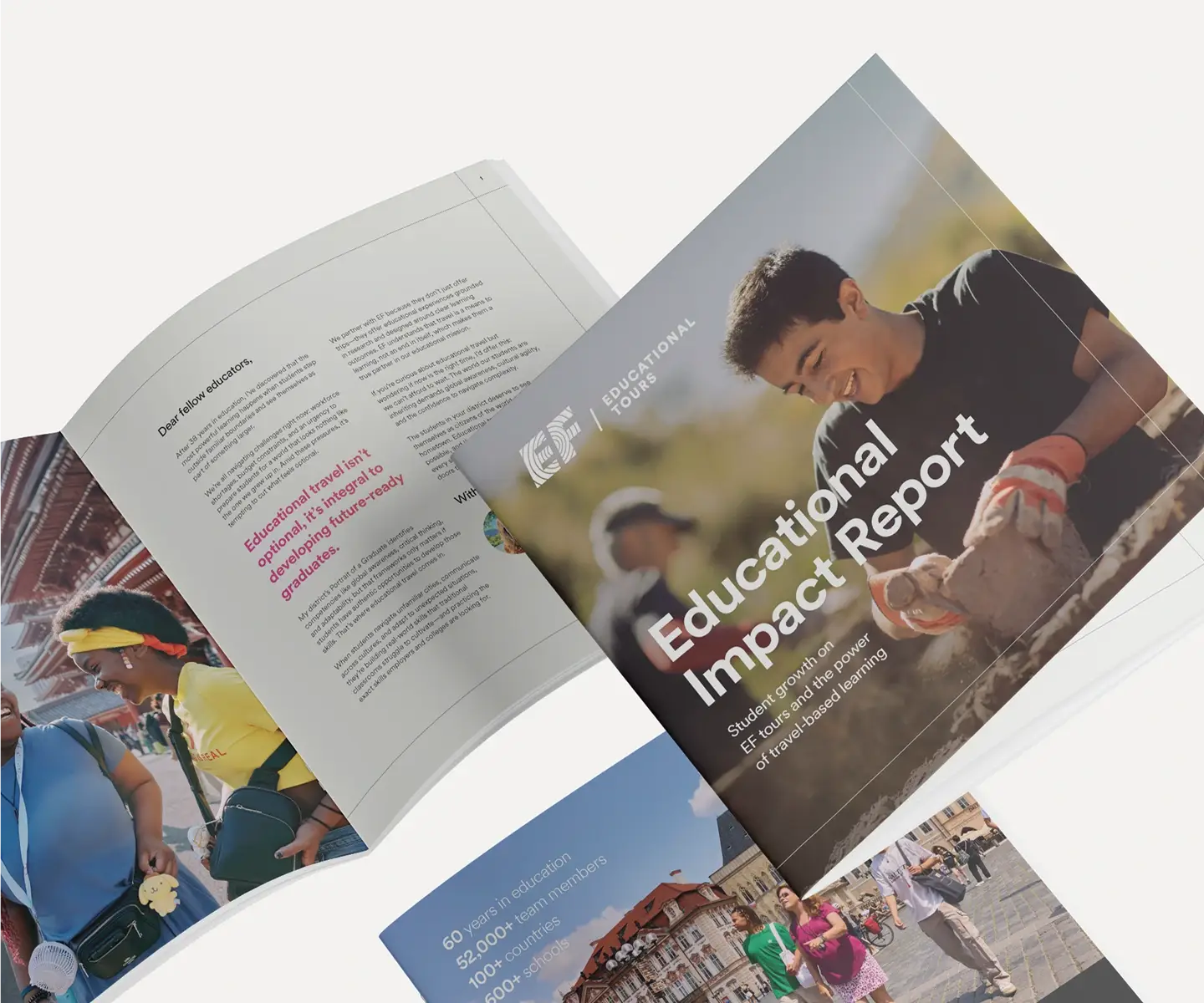Cover and inside spread of the EF Educational Impact Report