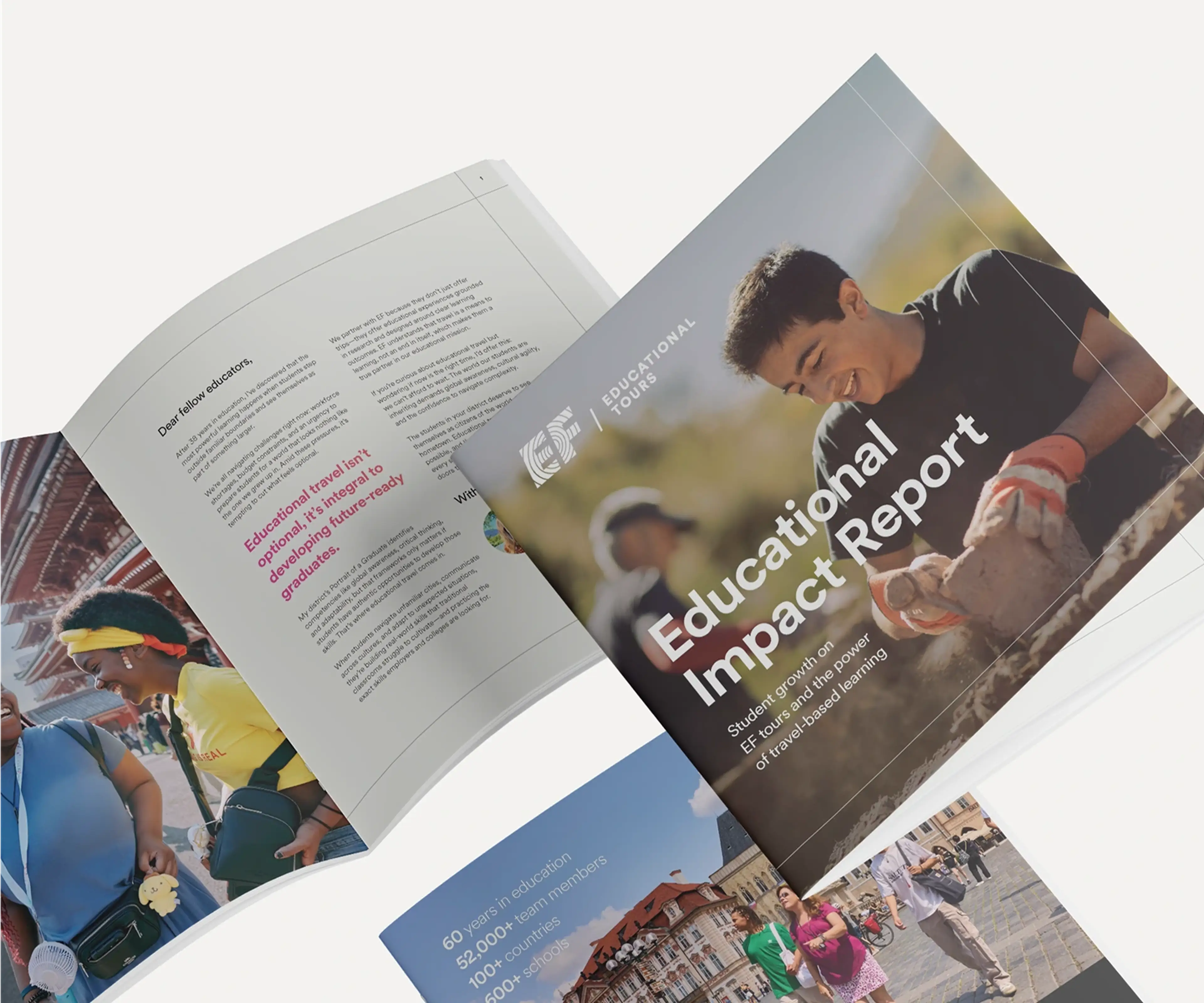 Cover and inside spread of the EF Educational Impact Report
