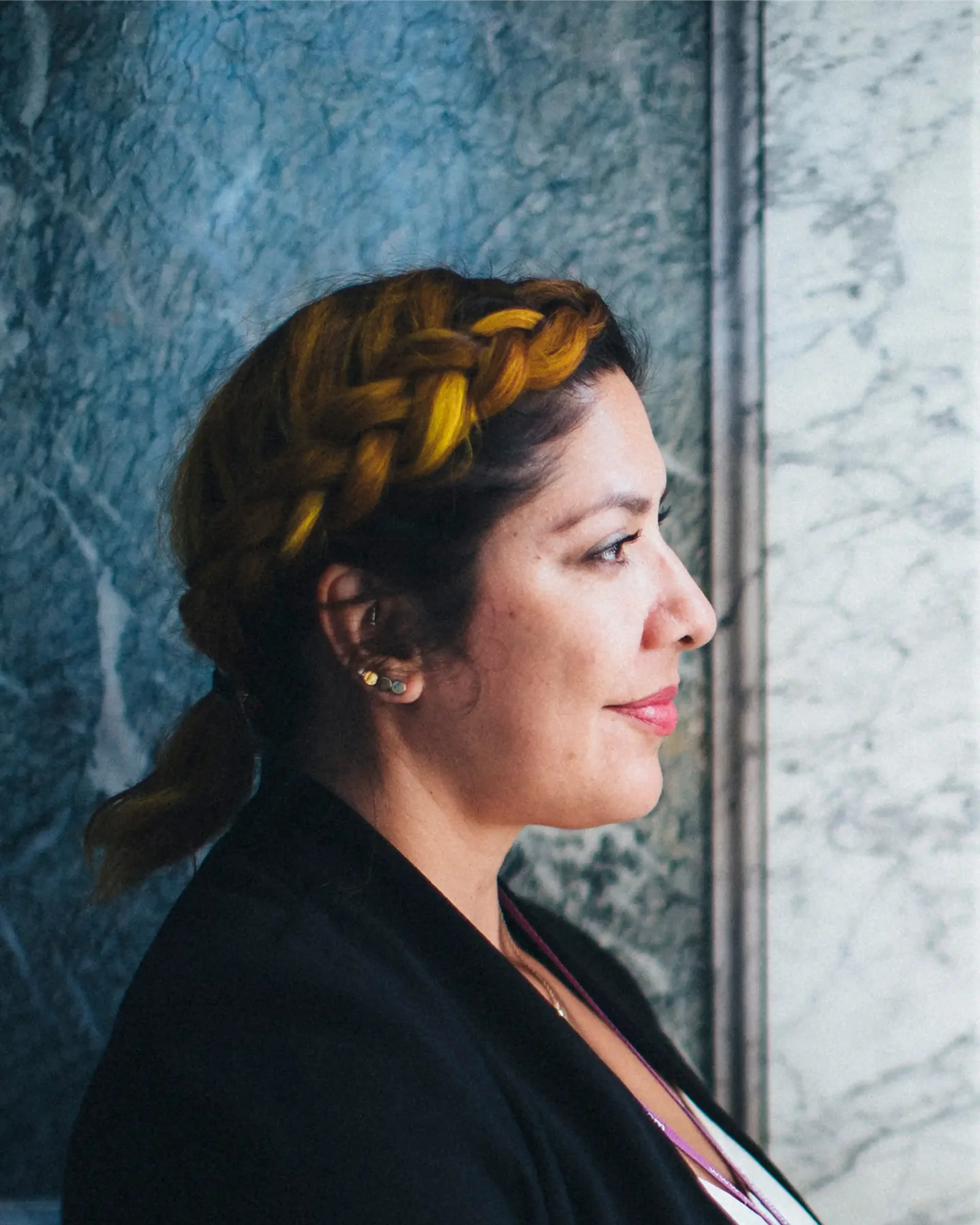 Woman looking at window