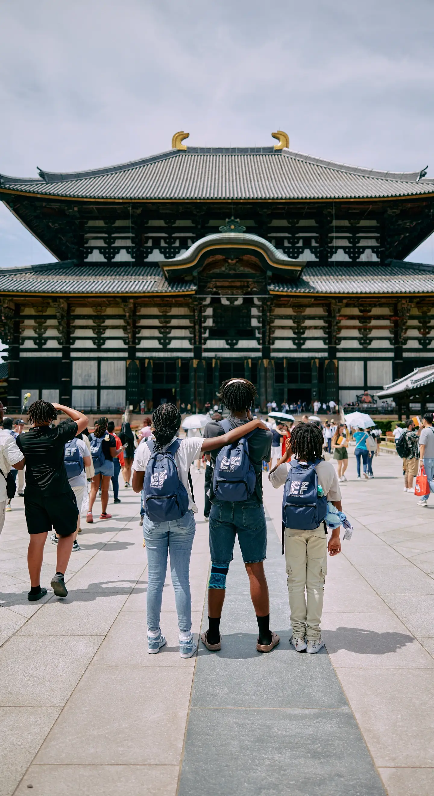 Students with EF backpacks in Japan