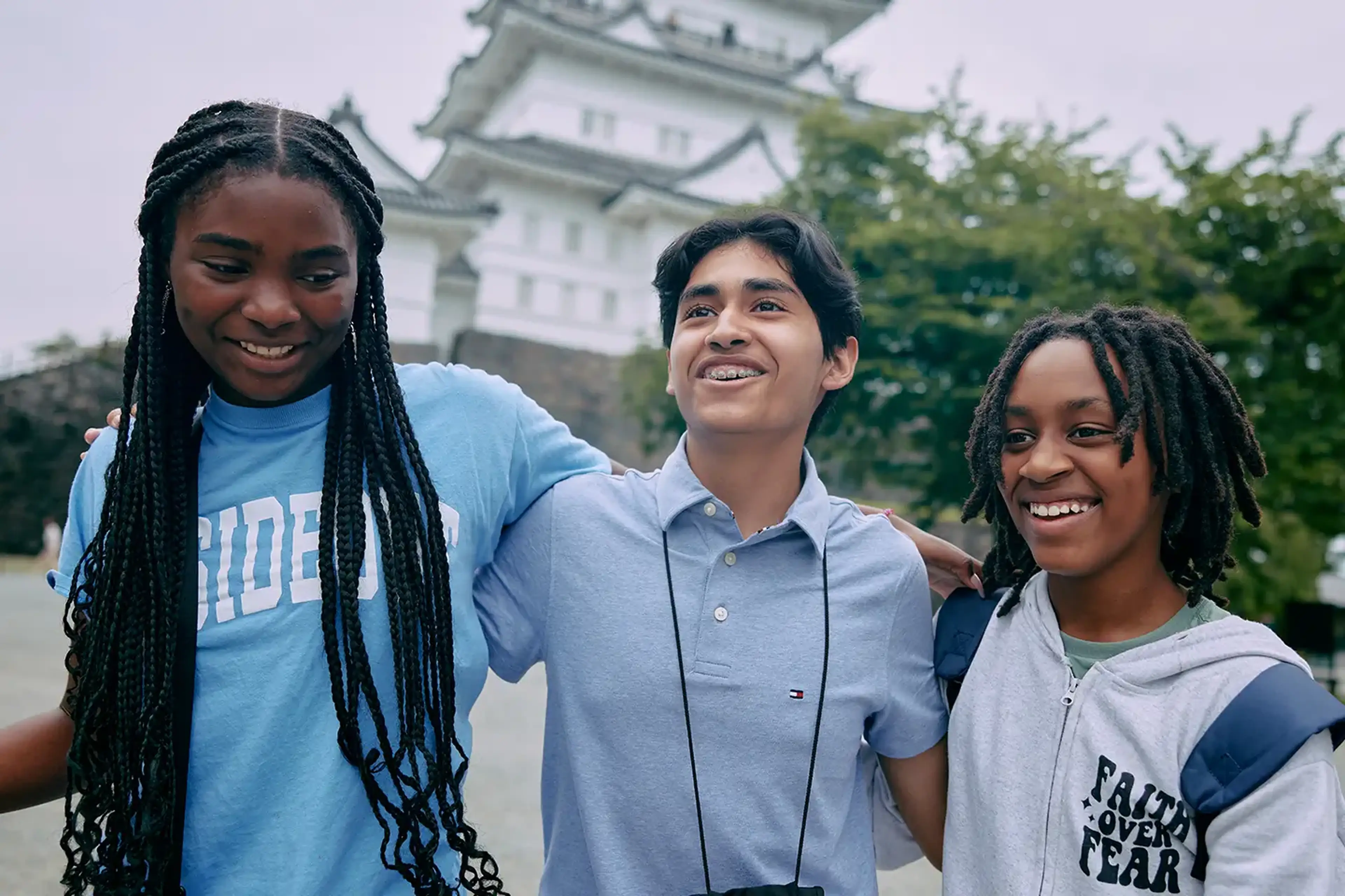 Practicing student travel safety with three students