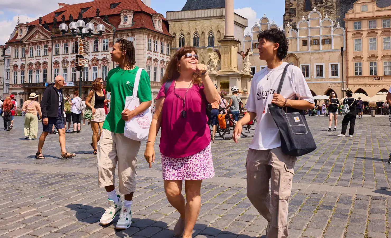 Teacher and students in Prague