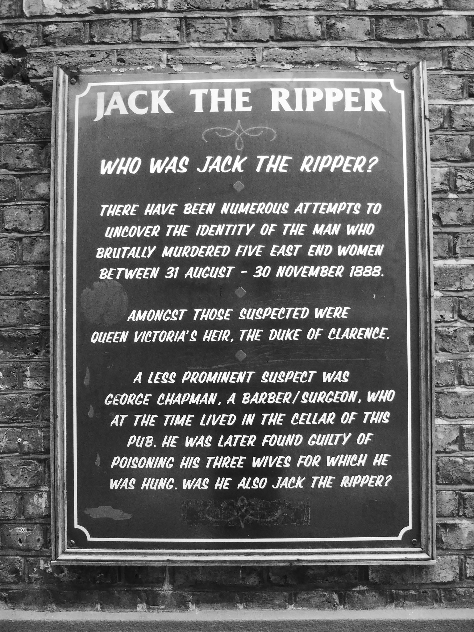 who was Jack the Ripper plaque