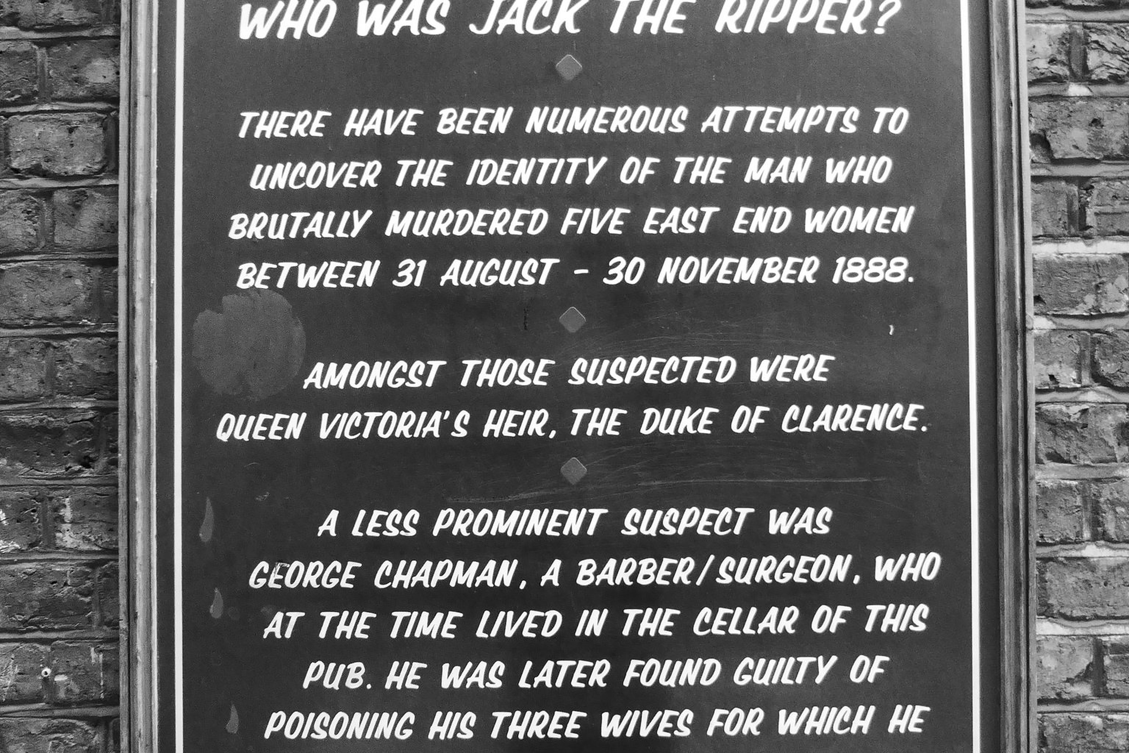 who was Jack the Ripper plaque