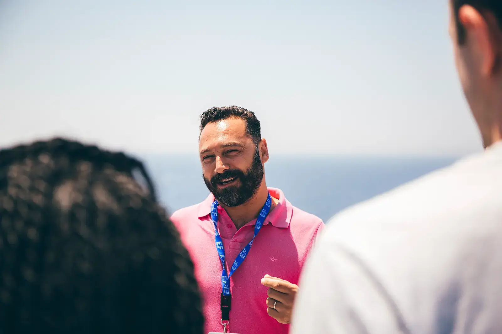 Tour Director speakign with group