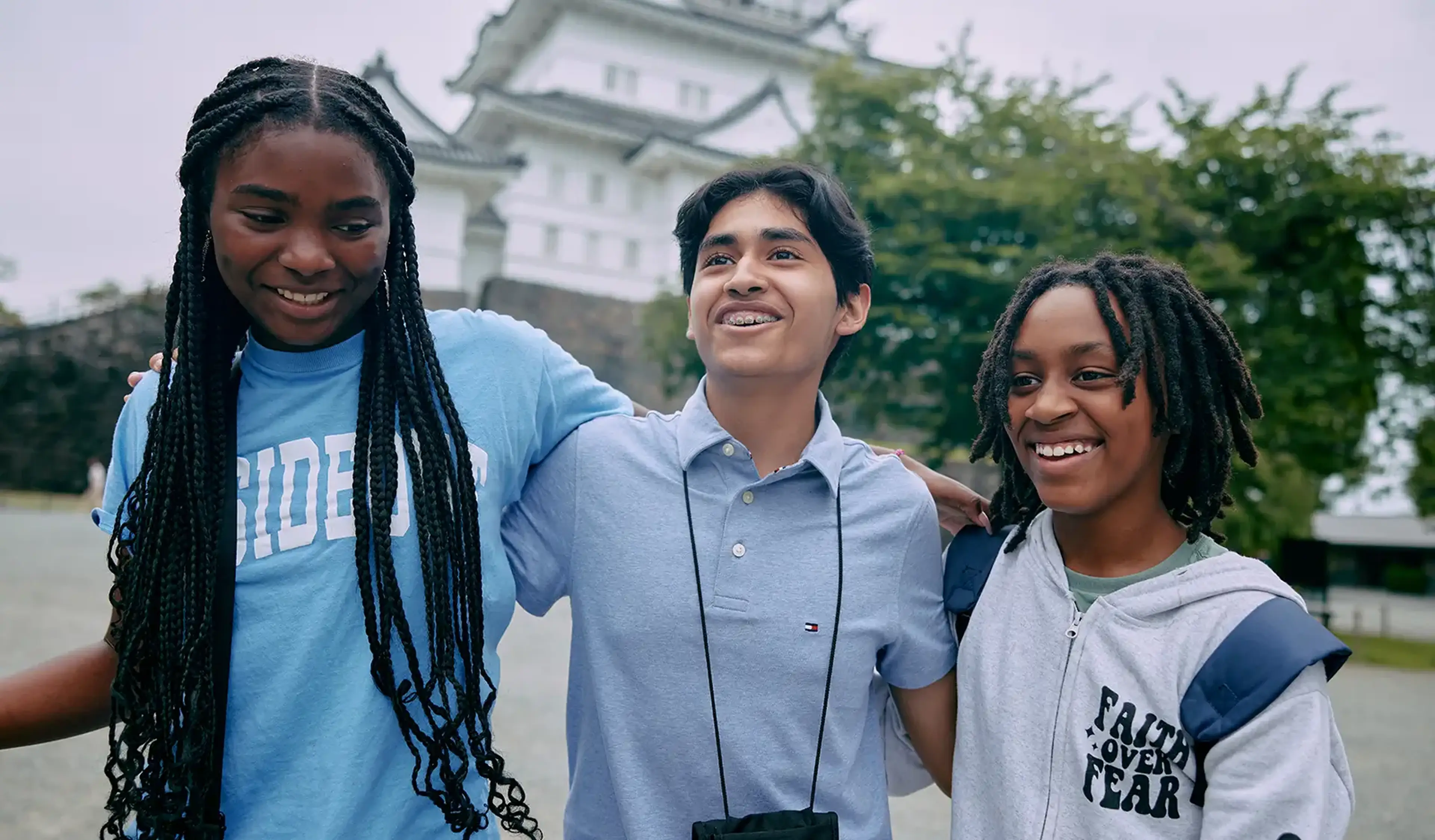 practicing student travel safety with three students