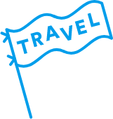 illustration of "travel" printed on a flag