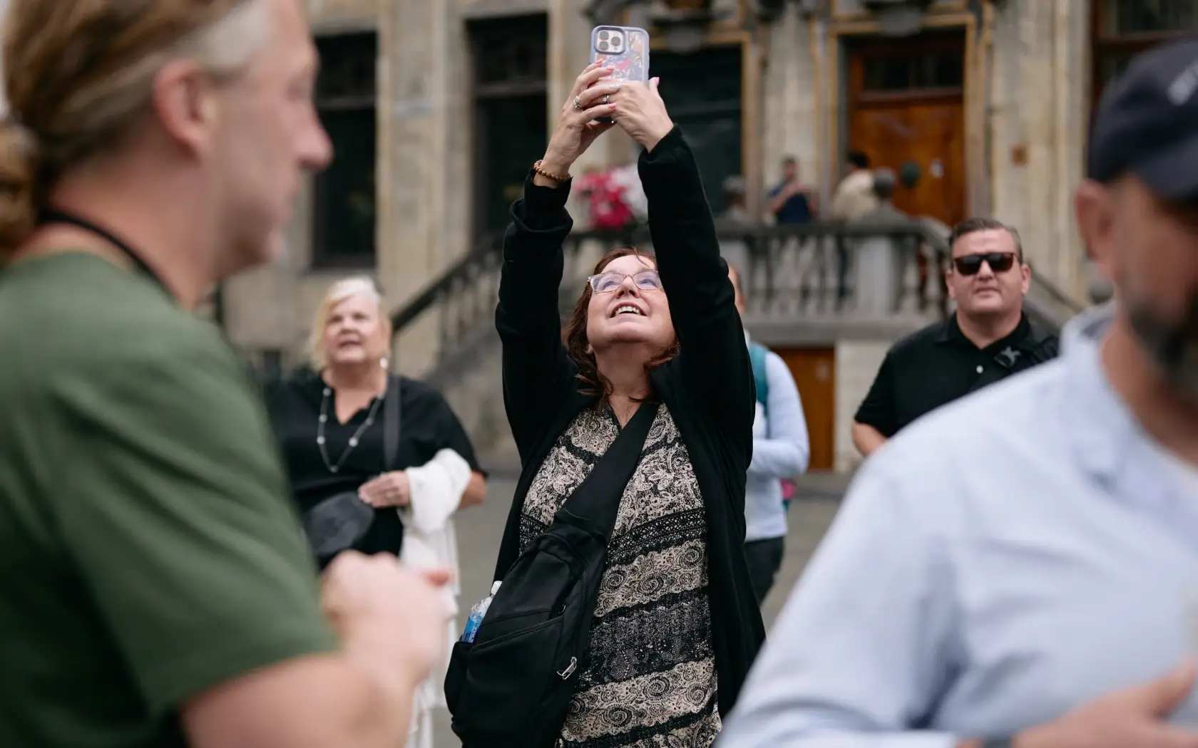 group leader taking a selfie on a tour