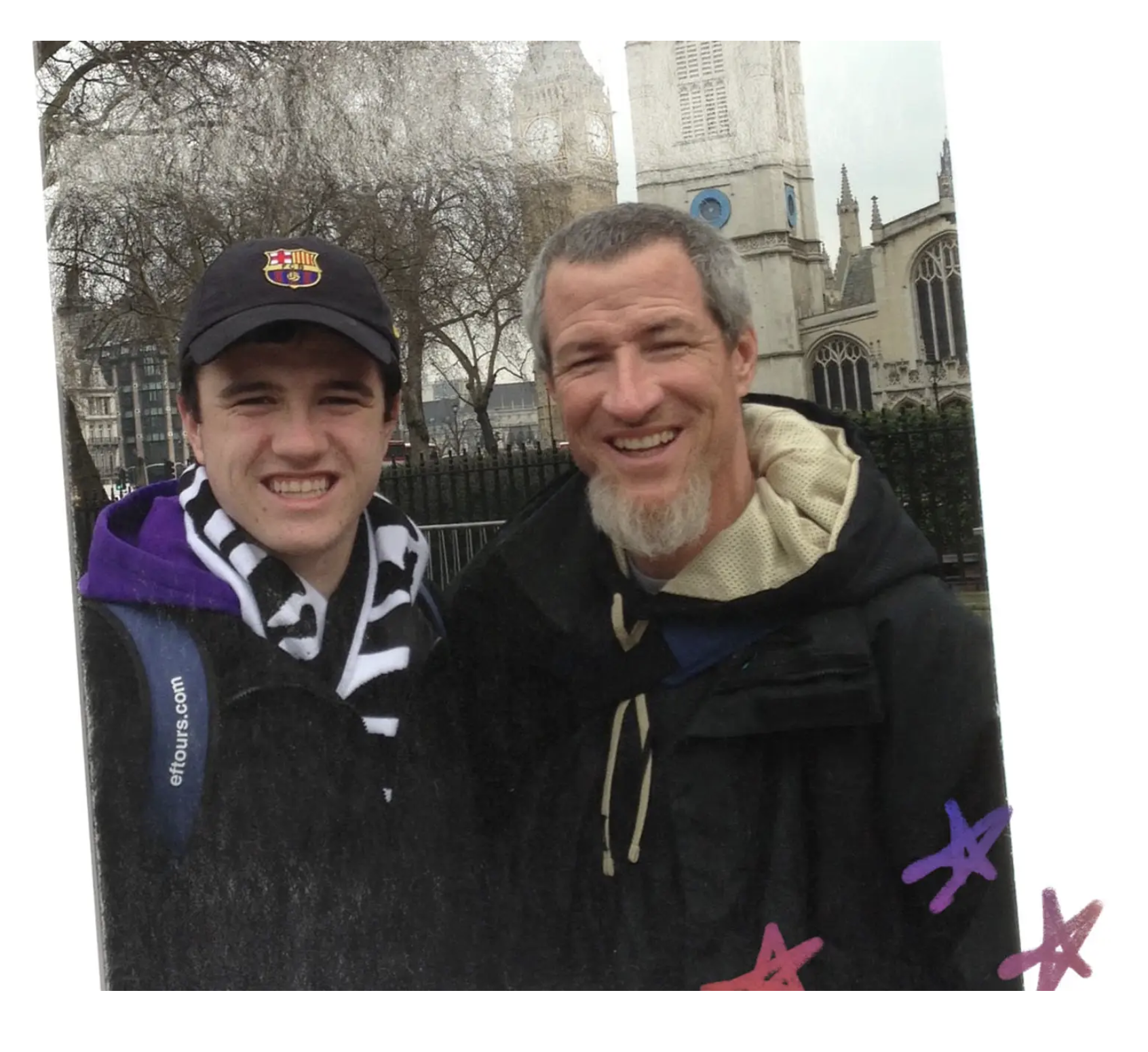 Image of Billy and dad on high school tour