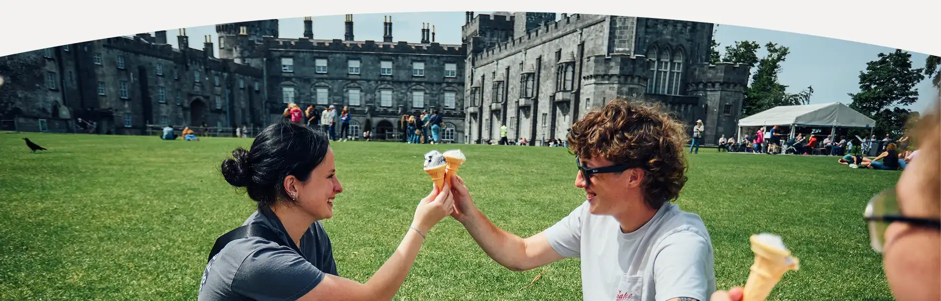 Travelers enjoying ice cream in Kilkenny, Ireland