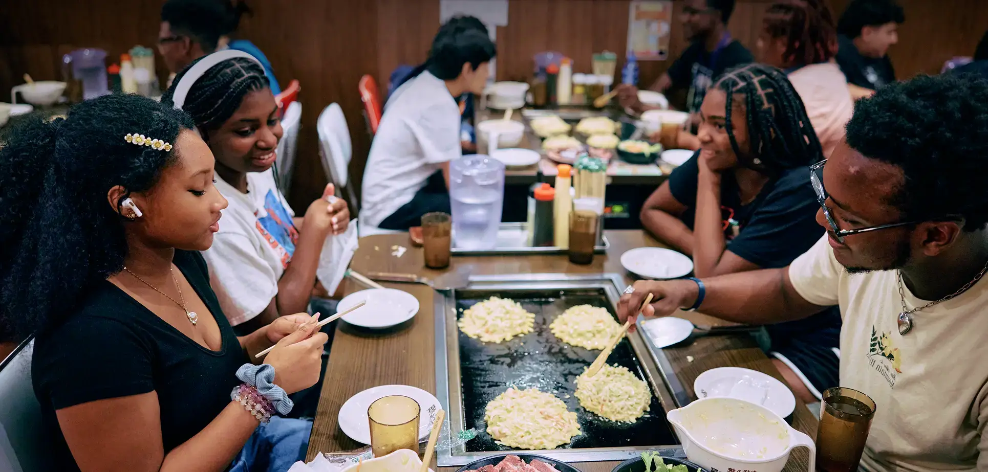 Students sharing a meal in Tokyo, Japan