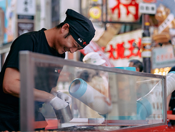 street food vendor in osaka japan