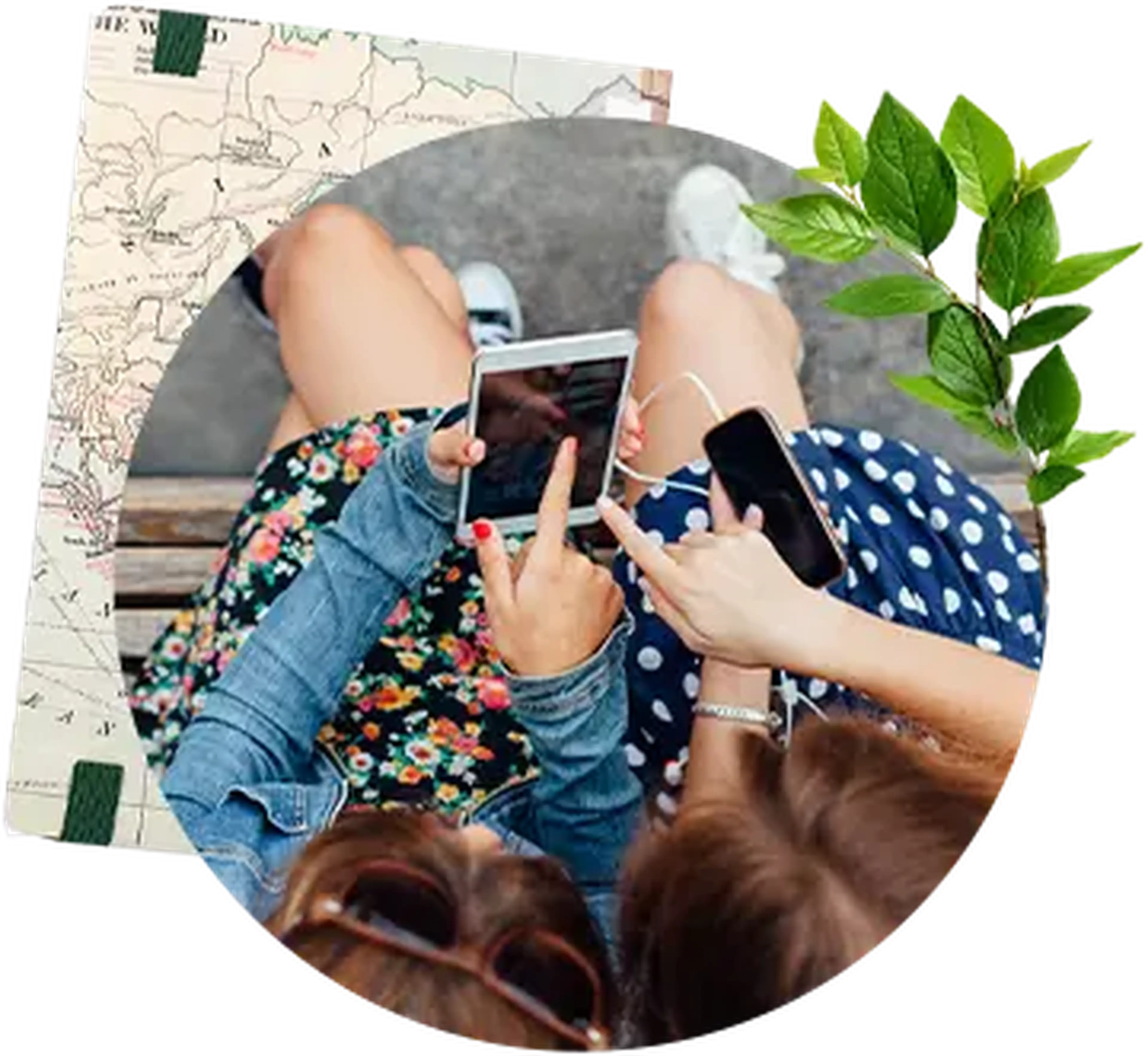 students pointing at a phone