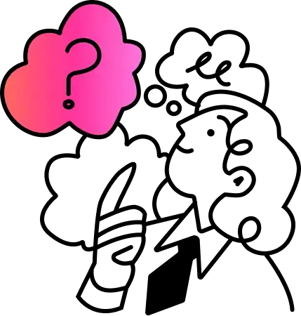 line drawing illustration of a figure with a question mark