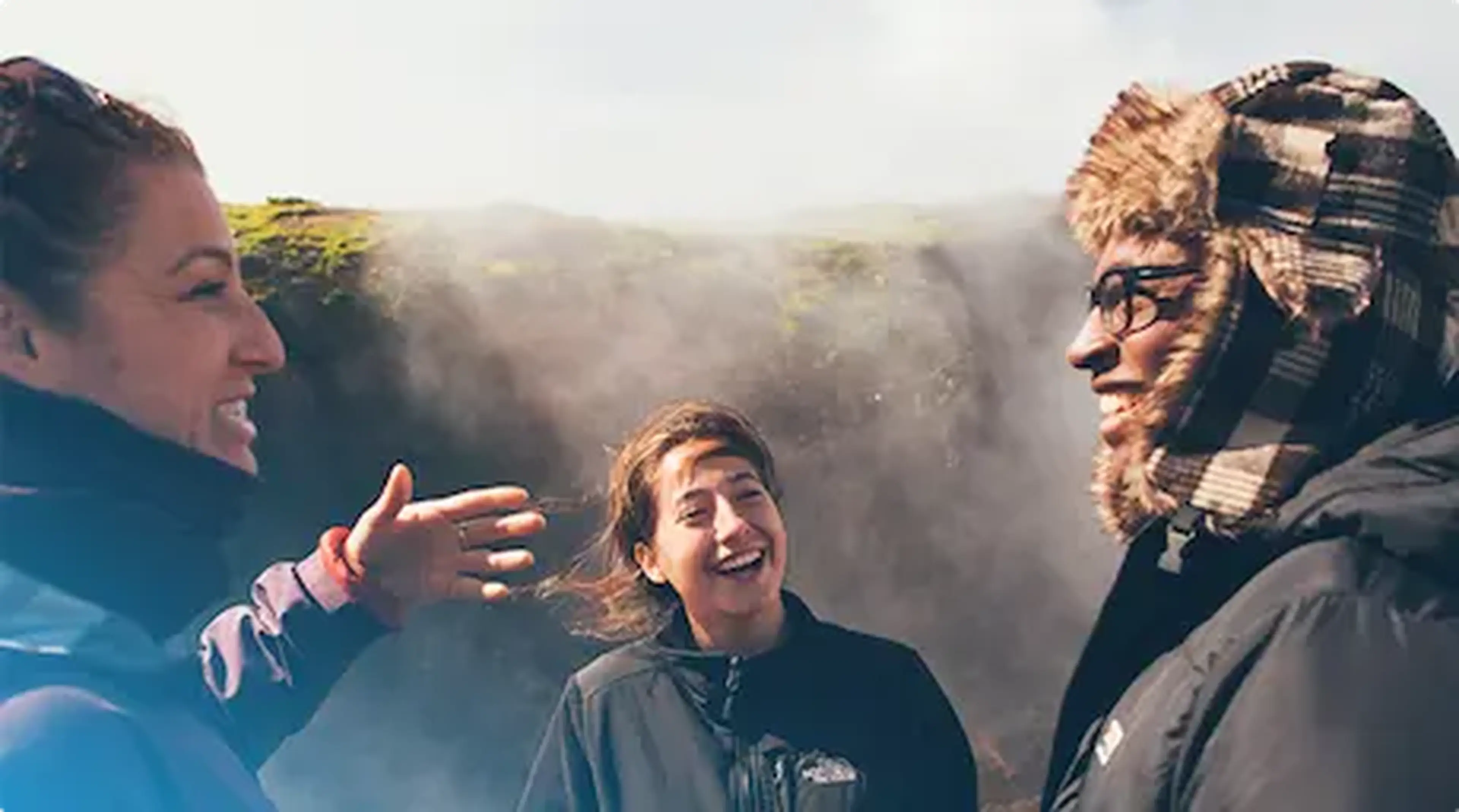 students talking outdoors on tour