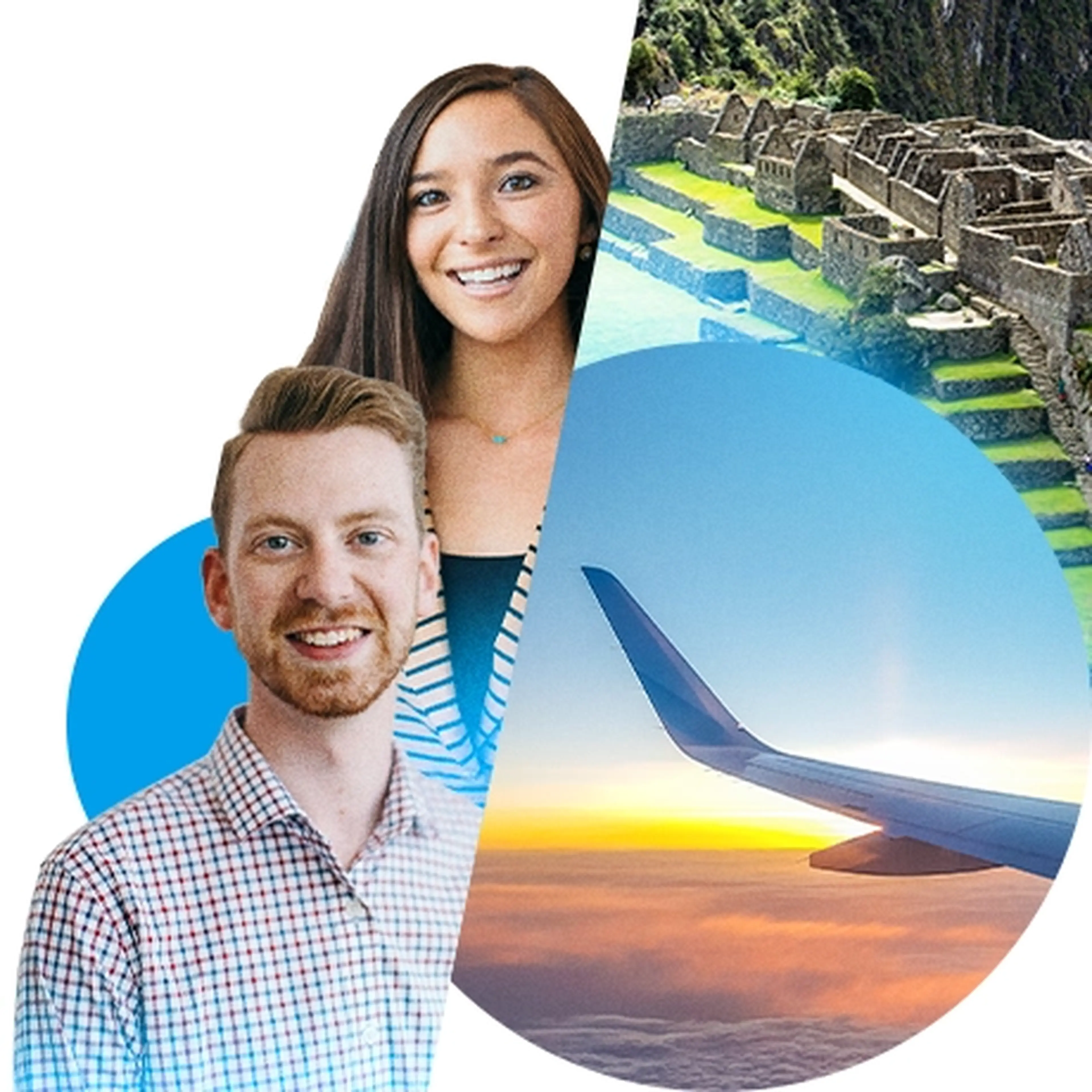 collage of an efx team next to an airplane